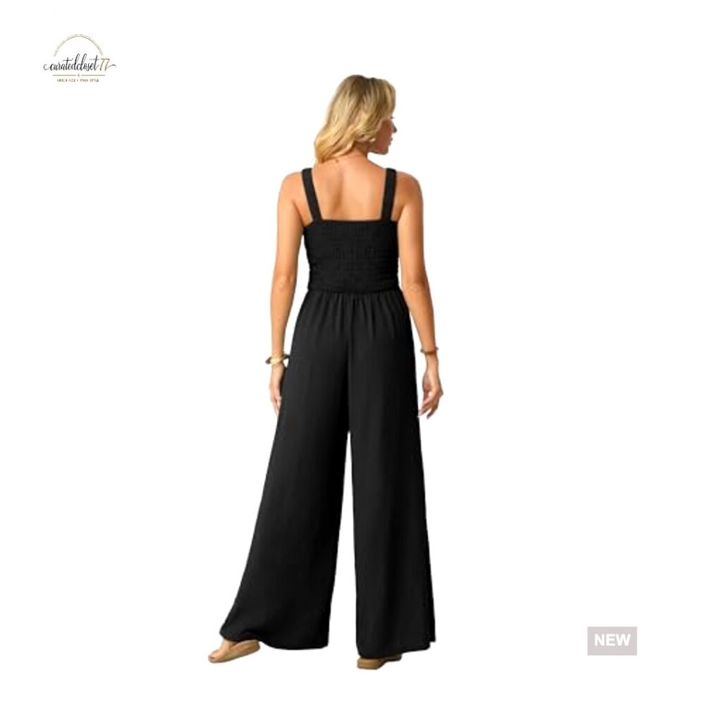 Large Polyester Jumpsuit With Pockets, Smocked To… - image 4